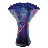 Glass Eye Studio - Large Ruffle Vase - Blue Rainbow Twist - 9