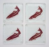 Jones Glassworks - Salmon Coasters - Set of 4 - 4