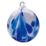 Mt. St. Helens Ash Hand Blown Glass Ornament - Blue Marble - 3'' diameter