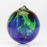 Mt. St. Helens Ash Hand Blown Glass Ornament - Blue Wave - 3'' diameter
