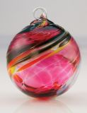 Mt. St. Helens Ash Hand Blown Glass Ornament - Magenta Lace - 3'' diameter