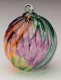 Mt. St. Helens Ash Hand Blown Glass Ornament - Multi Mardi Gras - 3'' diameter