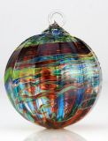 Mt. St. Helens Ash Hand Blown Glass Ornament - Peacock - 3'' diameter