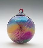 Mt. St. Helens Ash Hand Blown Glass Ornament - Ruby Feather Chip - 3'' diameter