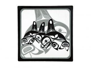 Native American - Trivet - Many Whale (Black/White) by Bill Helin