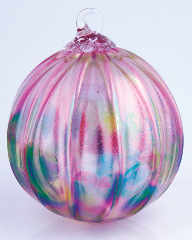 Mt. St. Helens Ash Hand Blown Glass Ornament - Shell Pink - 3'' diameter