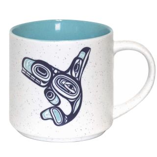 16oz Indigenous Art Ceramic Mug - Whale by Ernest Swanson