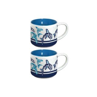 Espresso Mugs - Set of 2 - Orca Family by Paul Windsor