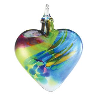 Glass Eye Studio Hand Blown Glass Heart Ornament - Chameleon - 3