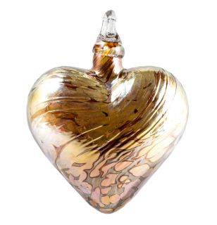 Glass Eye Studio Hand Blown Glass Heart Ornament - Golden Love - 3