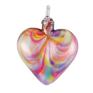 Glass Eye Studio Hand Blown Glass Heart Ornament - Rainbow - 3