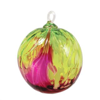 Glass Eye Studio Hand Blown Glass Ornament - Bellina Orchid - 3'' diameter