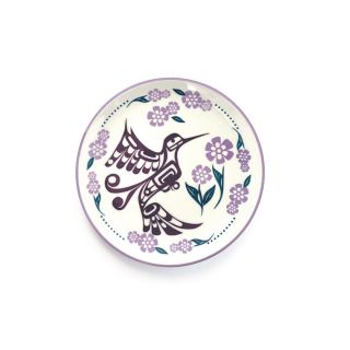 Indigenous Art Small Plate - Hummingbird (Purple) by Francis Dick