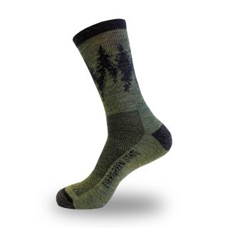 Large Merino Wool Blend Evergreen State Socks