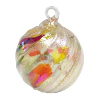 Glass Eye Studio Hand Blown Glass Ornament - Autumn Twist - 3'' diameter