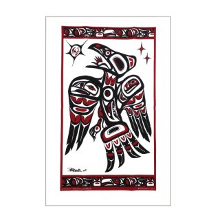 Native American - Tea Towel - Raven by Bill Helin (Red/Black)