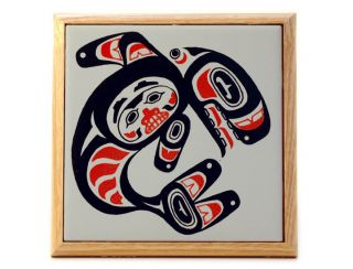 Pacific Northwest Coast Native American Ceramic Tile Orca Trivet - 7