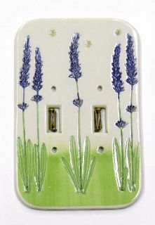 Porcelain Pottery Lavender Double Light Switch Cover Plate - By Mike and Donna Day