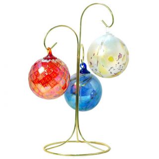 Triple Gold Glass Ornament Display Stand - 11