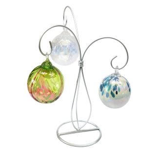 Triple Silver Glass Ornament Display Stand - 10.5