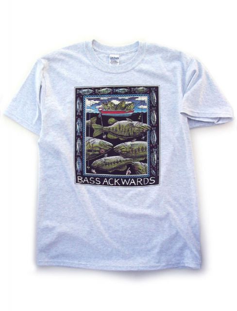 Bass Ackwards T-Shirt - By Ray Troll - Medium