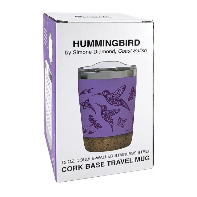 Cork Base Insulated Travel Mug - 12oz - Hummingbird by Simone Diamond