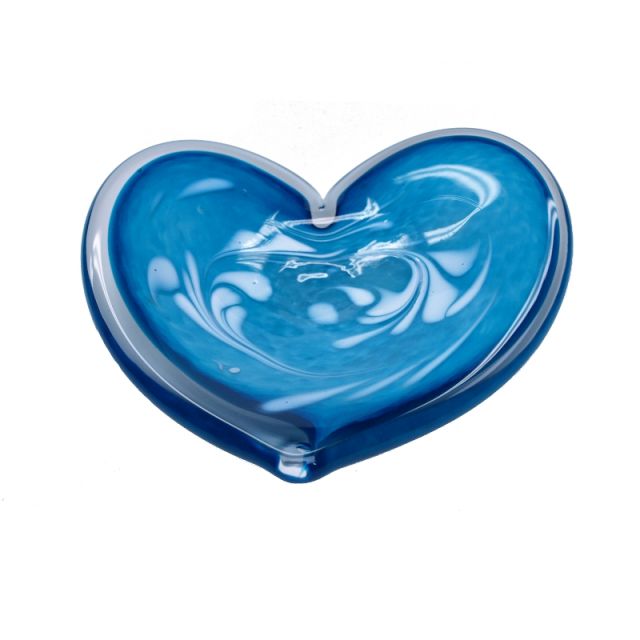 Glass Eye Studio - Affection Dish - Aqua Heart - approx 5