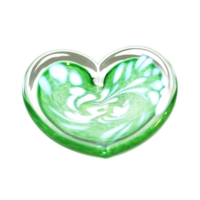 Glass Eye Studio - Affection Dish - Green Heart - approx 5
