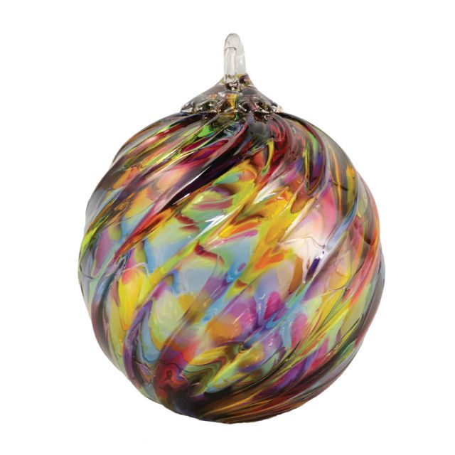Glass Eye Studio Ornamento In Vetro Soffiato A Mano – Rainbow Twist Con Ceneri Del Monte Sant'Elena (7,6 Cm)