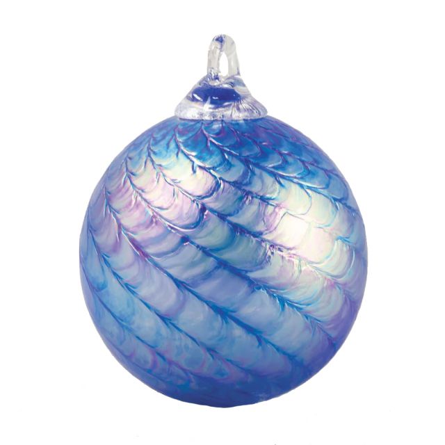 Glass Eye Studio Hand Blown Glass Classic Ornament - Sapphire Scallop - 3'' diameter