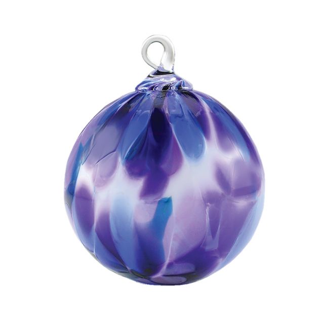 Glass Eye Studio Hand Blown Glass Classic Ornament - Violet Chip - 3'' diameter