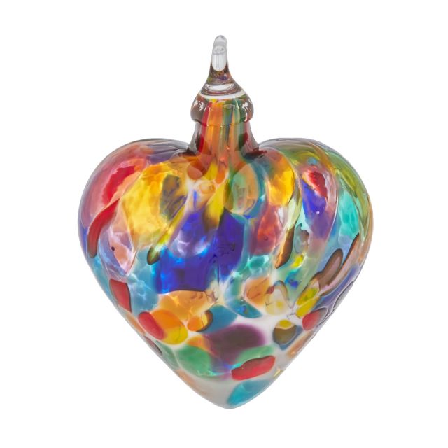 Glass Eye Studio Hand Blown Glass Heart Ornament - Fiesta - 3