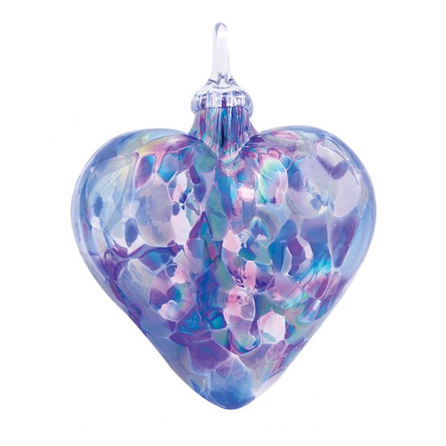 Glass Eye Studio Hand Blown Glass Heart Ornament - Lavender - 3