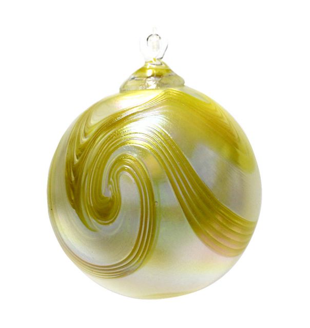Glass Eye Studio Hand Blown Glass Ornament - Daisy Swirl - 3'' diameter