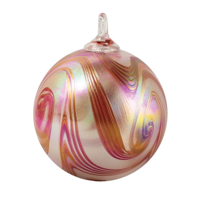 Glass Eye Studio Hand Blown Glass Ornament - Poppy Swirl - 3'' diameter