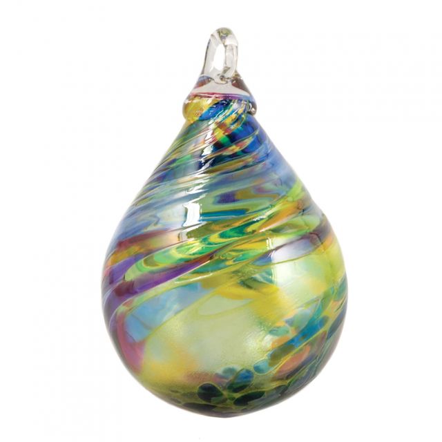 Glass Eye Studio Hand Blown Glass Raindrop Ornament - Chameleon - 4'' height