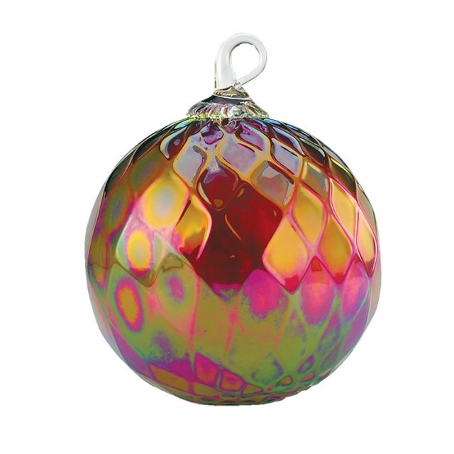 Glass Eye Studio - July Birthstone Ornament - Ruby Diamond Facet - 3'' diameter