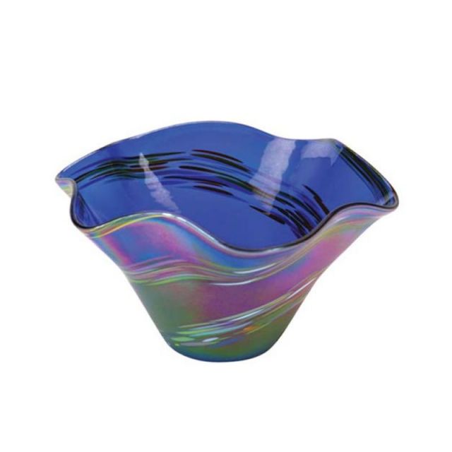 Glass Eye Studio - Mini Wave Bowl - Blue Rainbow Twist - 5