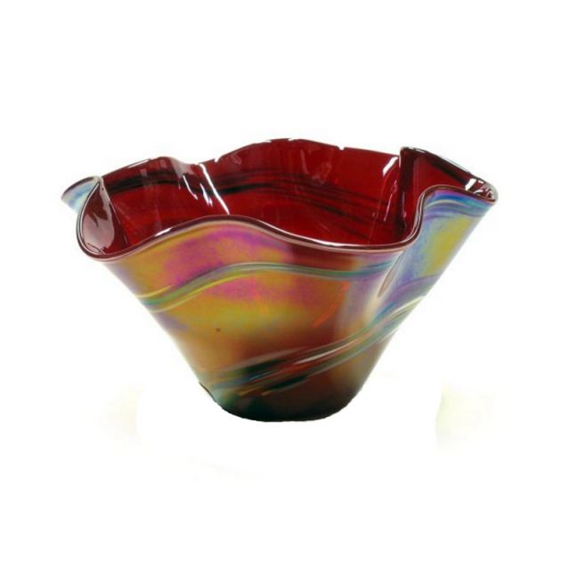 Glass Eye Studio - Mini Wave Bowl - Red Rainbow Twist - 5