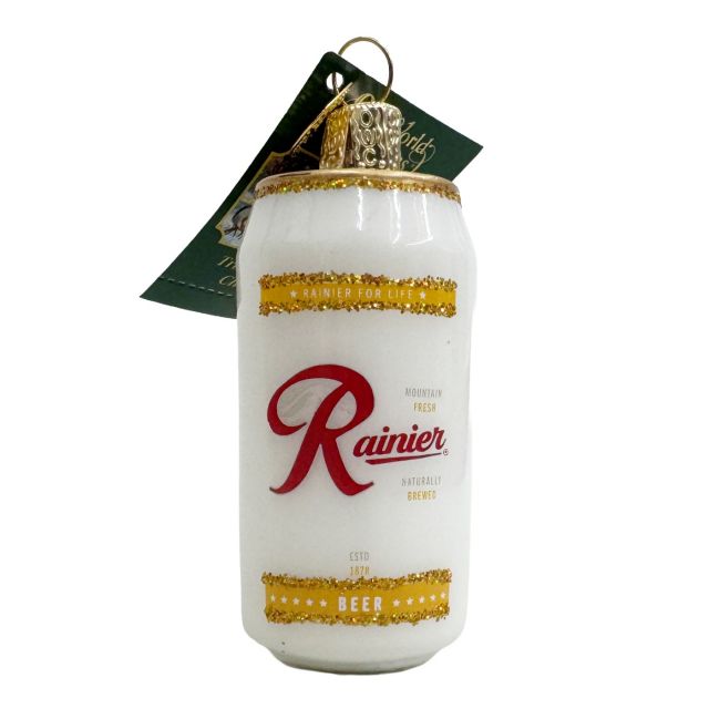 Glass Ornament - Rainier Beer Can