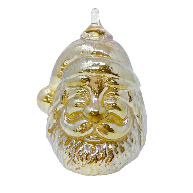 Hand Blown Art Glass Ornament - Santa - Golden - 4''