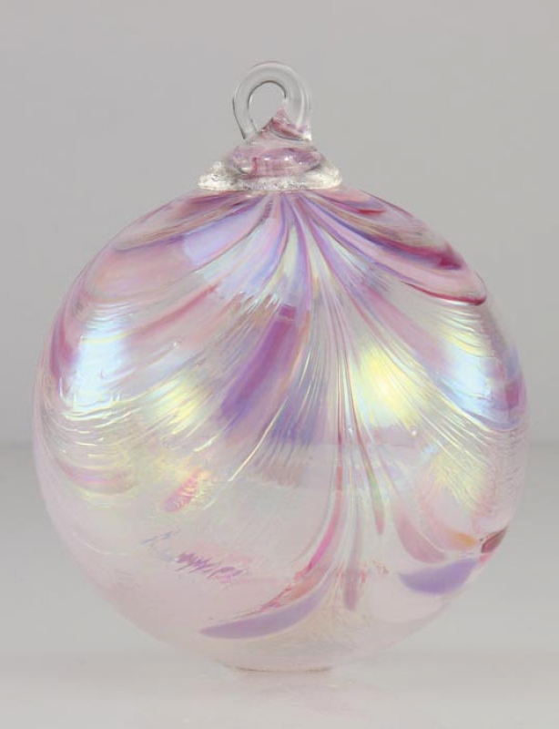 Mt. St. Helens Ash Hand Blown Glass Ornament - Pink Taffy - 3'' diameter