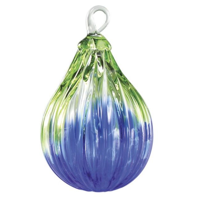 Mt. St. Helens Ash Hand Blown Glass Raindrop Ornament - Lilypad - 4