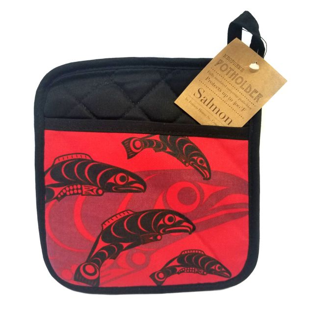 Native American - Pot Holder - Red Salmon Design by Francis Horne Sr.