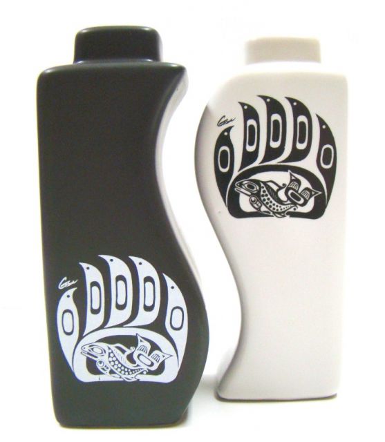 North Coast Indian Bear Claw and Salmon Salt and Pepper Shakers