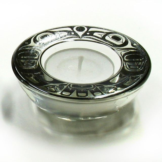 Northwest Coast Indian Tea Candle Holder - black - 3
