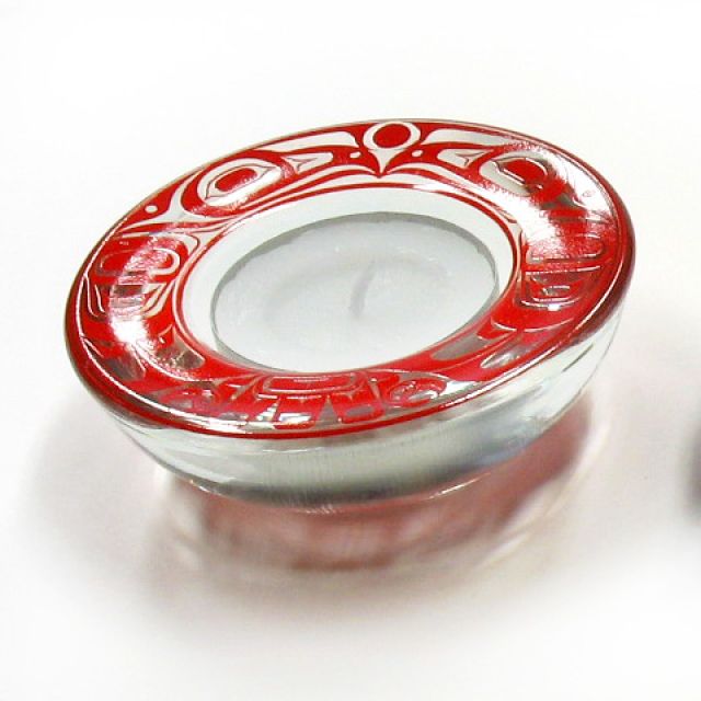 Northwest Coast Indian Tea Candle Holder - Red - 3