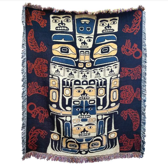 Pacific Northwest Coast Native American - Animal Patterns - Cotton Throw Blanket - 64