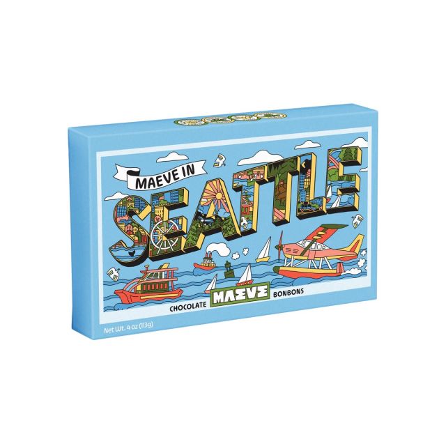 Seattle Chocolate Presents Maeve - Seattle Postcard Truffle Box - 4 oz