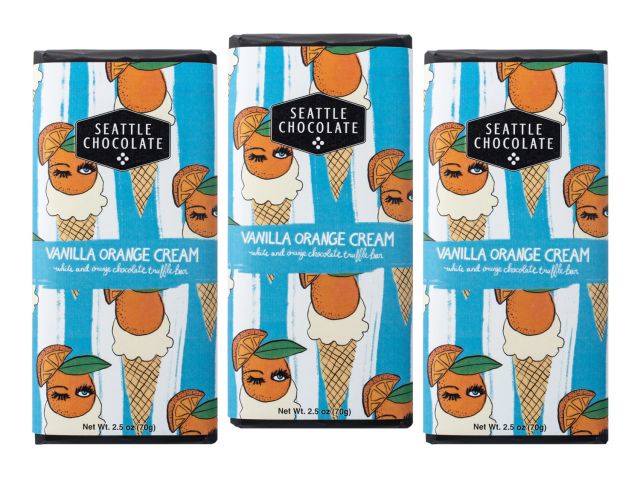 Seattle Chocolate - Vanilla Orange Cream Truffle Bar Trio (Pack of 3) - 7.5 oz